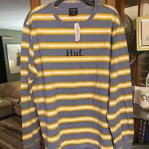 PacSun Huf Blue and Yellow Striped Tee